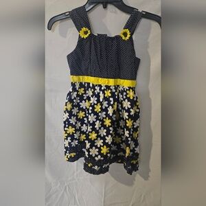 Blueberi Boulevard Navy, Yellow & White Polka Dot Daisy Sundress